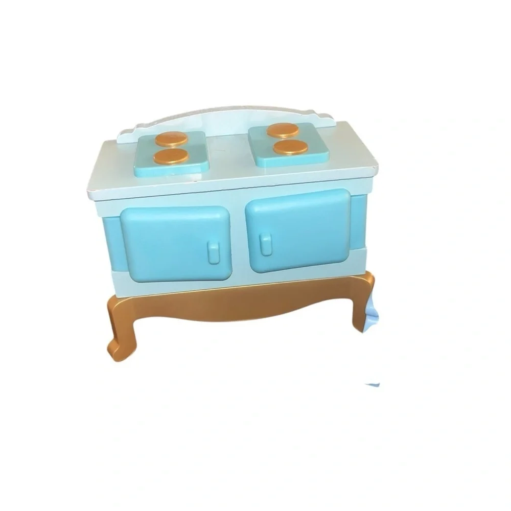 Blue plastic dollhouse furniture lot oven stove couch sofa
